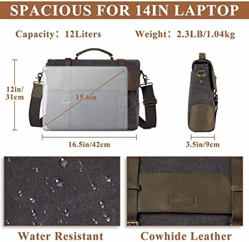 Askılı çanta Erkekler için, Vintage Tuval Deri kanvas laptop Çantası omuzdan askili çanta İş Evrak Çantası