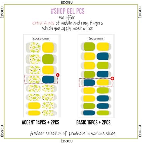 Edgeu (Sarı Mango Lale Bloom) Gerçek Jel Tırnak Sticker 34 adet Nail Art Lehçe Sticker Çıkartmaları
