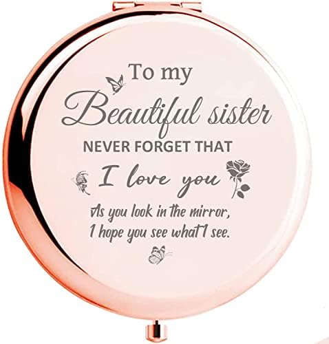Güzel Kız Kardeşime AYACON Gül Altın Komik Kompakt Ayna, Kız Kardeşler doğum günü hediyesi Fikirleri, Sınıf Arkadaşı