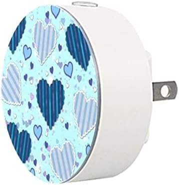 2 Paket Plug-in Gece Lambası LED Gece Lambası Mavi Kalpler Desen Sevimli Alacakaranlıktan Şafağa Sensörü Çocuk Odası,