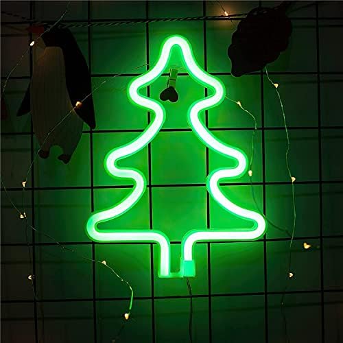 Kavoc Noel Ağacı Neon ışık Noel Ağacı yeşil gece işareti, Noel Ağacı Şekilli Led duvar Sanatı İşareti Pil veya USB