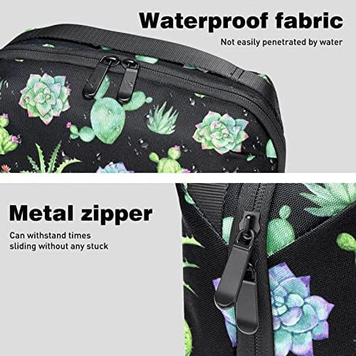 Taşıma çantası Seyahat kılıf çanta USB kablo düzenleyici Cep Aksesuar Fermuar Cüzdan, Etli Kaktüs Çiçek Yeşil