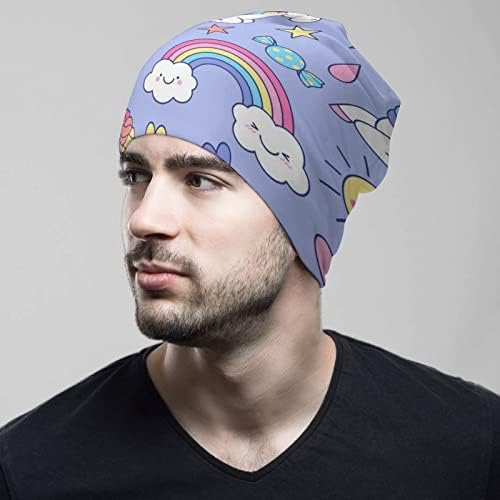 BAİKUTOUAN Unicorn Güneş Gökkuşağı Baskı Bere Şapka Tasarımları ile Erkekler Kadınlar için Kafatası Kap