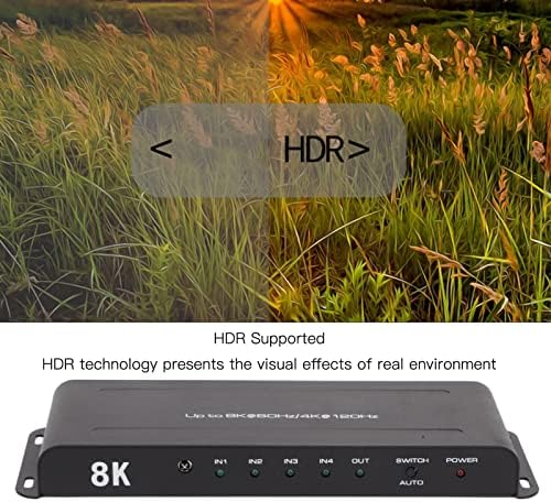 Dılwe 4 Port HDMI Anahtarı 8 K, 4x1 HDMI Switcher 4 in 1 Out, 40 Gbps Hızlı Kararlı HDMI Switcher Seçici Kutusu ile