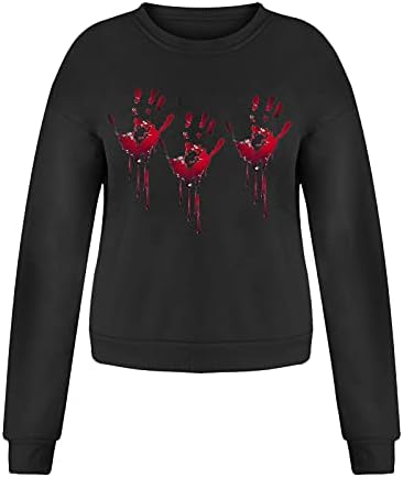 Kadın Tişörtü Cadılar Bayramı Gömlek Kafatası Grafik Uzun Kollu Hoodies Rahat Yumuşak Düz Renk Streetwear Güz Tops19126