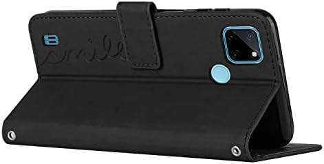 Kabartmalı Desen Oppo Realme C21Y ile uyumlu Cep Telefonu kılıfı Deri Cüzdan Telefon Kılıfı Kart Yuvası Tutucu Flip