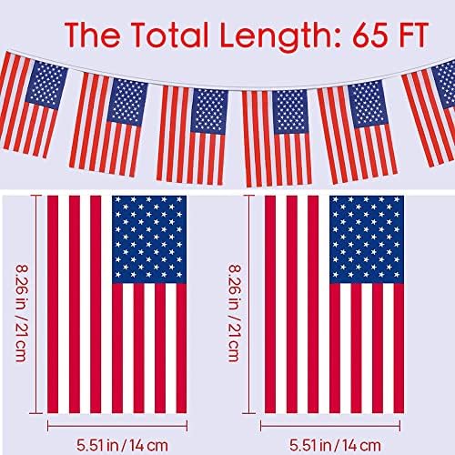 65FT Amerikan Bayrağı,Bağımsızlık Günü Afiş ABD Bayrakları, 60 PCS Amerikan Küçük Dize Mini Bayrak Afiş için Dışında,