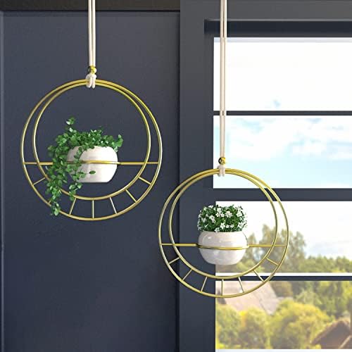 JACKCUBE Tasarım Altın Asılı Pencere Yetiştiricilerinin Kapalı Bitkiler için 2 Set, tavan Duvar Pencere Bitki Askıları