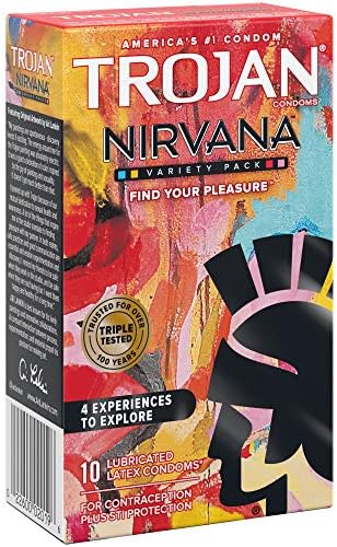 TROJAN Nirvana Yağlanmış Prezervatifler, Çeşitli Prezervatifler Variety Pack, 10 Adet