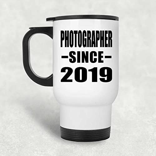 Designsify Fotoğrafçı Beri 2019, Beyaz Seyahat kupa 14 oz Paslanmaz Çelik termos kupa, Hediyeler için Doğum Günü