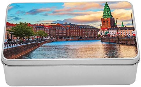 Ambesonne Avrupa Teneke Kutu, Günbatımında Doğal Yaz Manzarası Kopenhag Danimarka Eski İskandinav Manzarası Şehir