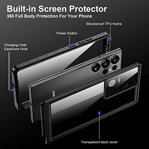 Ekran Koruyucu ile Samsung Galaxy S23 Ultra Kılıf için AMİLİFECASES, S23 Ultra 5G için Su geçirmez Galaxy S23 Ultra