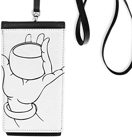 Kültür El Fincan Hattı Çizim Desen Telefon Cüzdan çanta Asılı Cep Kılıfı Siyah Cep