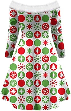 Kadınlar için noel Elbiseler Straplez kalem elbise Kar Tanesi Baskı Seksi Lace Up V Boyun Vintage Noel Partisi Flare