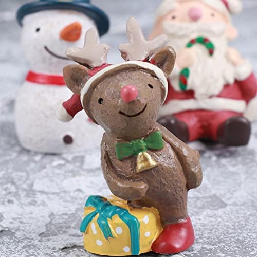PRETYZOOM Mini Reçine Noel Figürleri 4 Adet Minyatür Kardan Adam Noel Baba Ren Geyiği Koyun Figürü Kek Topper Noel