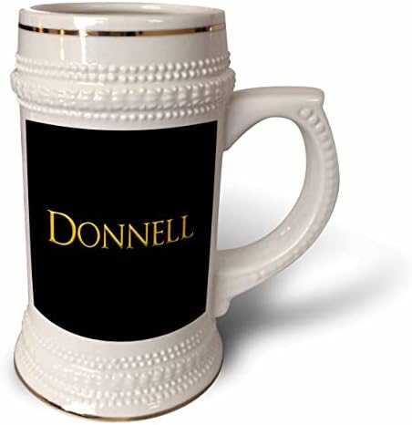 3dRose Donnell Amerika'da yaygın erkek bebek ismi. Siyah hediye üzerine sarı-22oz Stein Kupa (stn_353718_1)