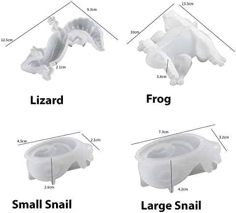 4 Paket Kertenkele Kalıp Salyangoz Mum Kalıp Kurbağa Kalıp Masa Dekorasyon Reçine Kalıp 3D Hayvan Mum Kalıp silikon