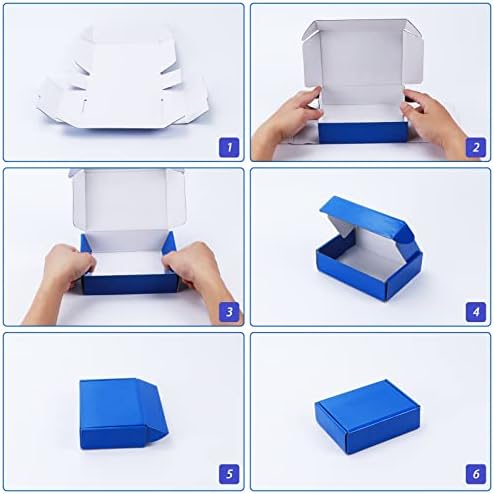 PHAREGE 8x8x4 inç Mavi Nakliye Kutuları 25 Paket, Tatil Doğum Günü Mezuniyet Partisi Hediyelerini Sarmak için Kapaklı