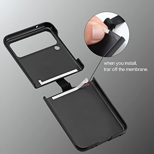Daole Deri Telefon Kılıfı için Samsung Galaxy Z Flip 3 Siyah, basit Moda Litchi Doku PU Deri Kapak için Samsung Galaxy