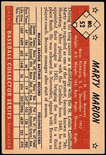 1953 Okçu 52 Marty Marion St. Louis Browns (Beyzbol Kartı) VG / ESKİ + Browns