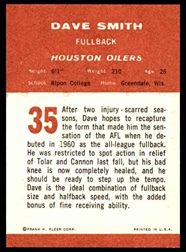 1963 Fleer 35 Dave Smith Houston Oilers (Futbol Kartı) Dean'in Kartları 5-ESKİ Oilers