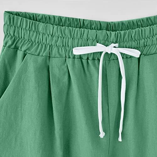 Kadınlar Yüksek Bel İpli Şort, Karahindiba Grafik Baskı Bermuda Şort, Rahat Yaz Şort Rahat Keten kısa pantolon