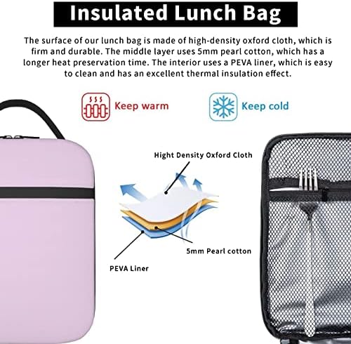 YvoneDBrownn Katı Pastel Leylak Öğle Yemeği soğutucu çanta Çanta kadın büyük el çantası Çanta Yalıtımlı yemek kabı