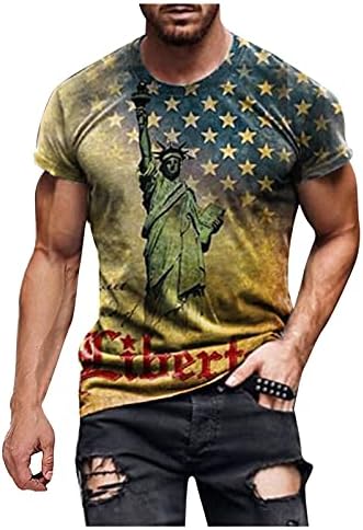 Yıldızlar ve Çizgiler Baskı erkek t-shirtü Amerikan Bayrağı ABD Bağımsızlık Günü 4th Temmuz Tee Gömlek Asker Kısa