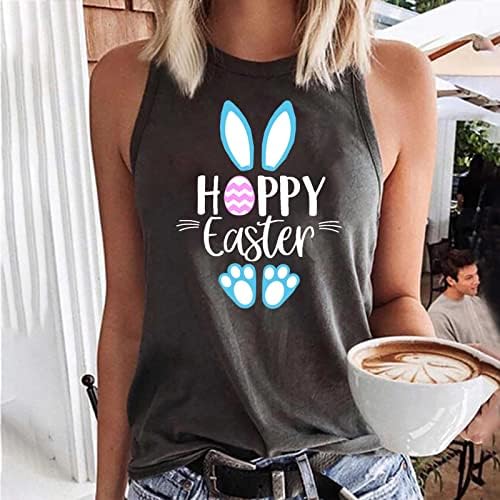 Kadın Paskalya Gömlek Mutlu Paskalya Mektubu Baskı ve Tavşan Yumurta Tank Top Moda Kolsuz Kazak Rahat Yelek