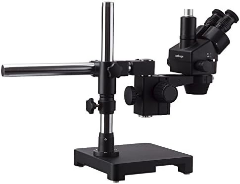 AmScope 3.5 X-90X Siyah Trinoküler Stereo yakınlaştırmalı mikroskop Tek Kol Bom Standı + 144 LED Kompakt Halka ışık