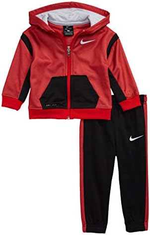 Nike Çocuk Erkek Bebek Termal Tam Fermuarlı kapüşonlu eşofman üstü ve koşucu pantolonu iki Parçalı Set (Yürümeye