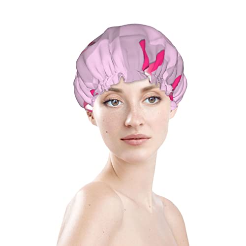 Kadınlar Kullanımlık Streç Hem Saç Şapka Meme Kanseri Pembe Kurdele Çift Katmanlar Su Geçirmez Duş Başlığı banyo
