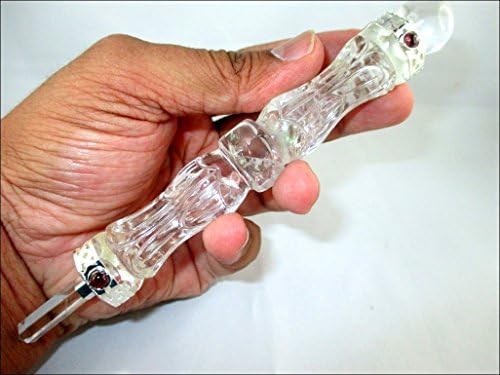 Jet Kristal Kuvars Oyma Değnek Sivri Çubuk Yakl. 6 inç Oyma Garnet Cabochon Hindistan Mükemmel Zarif Kalite Himalaya