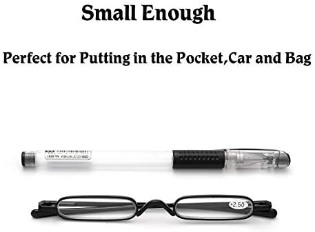 ZUVGEES Kolay Taşıma Mini Kompakt İnce Okuma Gözlüğü-Kalem Klipsli Tüp Kılıflı Hafif Taşınabilir Okuyucular