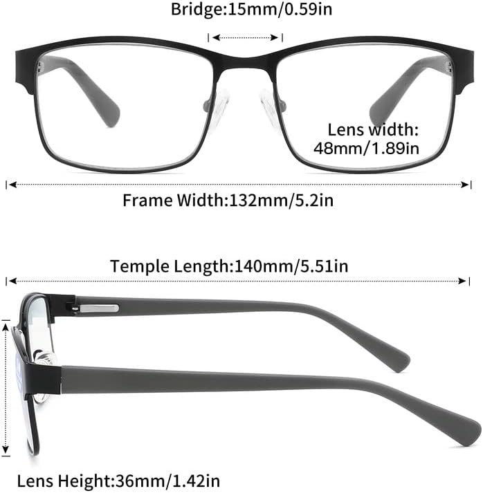 AİKLLY okuma gözlüğü Erkekler için-3 Paket mavi ışık engelleme erkek Metal okuyucular