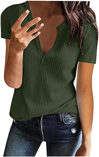 Kısa Kollu 2023 V Boyun Gevşek Fit Rahat Fit Salonu Temel Bluz Tshirt Kadınlar için Yaz Sonbahar pamuklu bluz P8