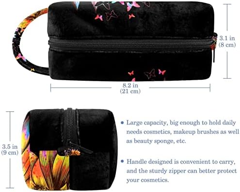 Tuvalet çantası, seyahat makyaj kozmetik çantası kadın erkek, çiçek kelebek ayçiçeği siyah renkli