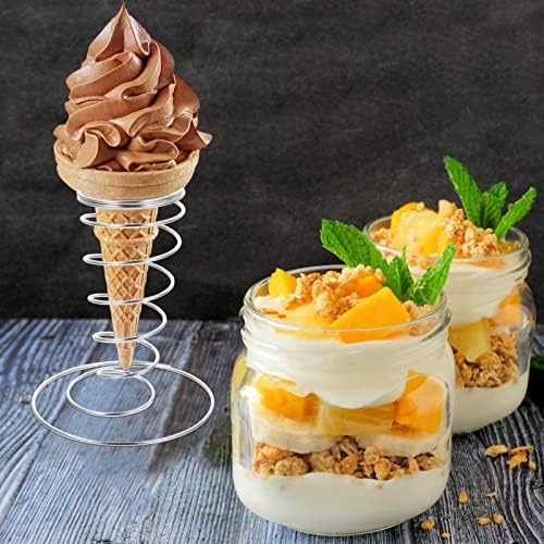 Cupcake Toppers 4 adet Dondurma Koni Tutucu Standı Metal Waffle Koni Tutucu Bahar Tasarım Koni Gıda vitrin rafı için