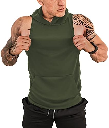 Erkek Egzersiz Kapşonlu Tankı Üstleri Spor Kolsuz Hoodies Kuru fit Vücut Geliştirme Kas Kesim T-Shirt Atletik Yelek