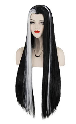 Mildiso Zambak Munster Peruk Uzun Peruk Munster Kostüm Siyah Beyaz Saç peruk Peruk Kapaklar ile Sevimli Renkli Peruk