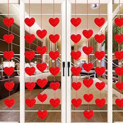 ABOOFAN Kalp Süslemeleri Kalpler Keçe Garland Sevgililer Günü Kırmızı Kalp Asılı Dize Dekor Düğün Odası Arka Plan