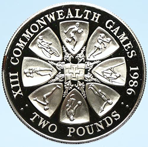 1986 GG 1986 GUERNSEY Adası Elizabeth II COMMONWEALTH Halkla İlişkiler 2 Pound İyi Onaylanmamış