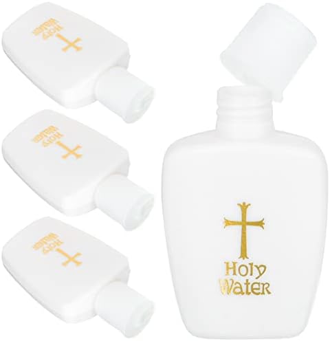 Sewroro 4 pcs Kutsal Su Şişeleri Doldurulabilir Çapraz Tasarım Katolik Hıristiyan Kutsal Su Şişesi Vaftiz Dekorasyon