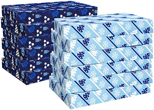 FANTEZİ ARAZİ Noel Gömlek Kutusu Paket Tatil Mavi Kar Tanesi Hediye Kutusu Hediye Paketi için 12 Paket