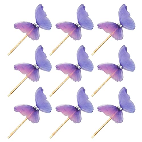 10 Adet Kelebekler Saç Klipleri Çift Katmanlı Tül İnci Kelebekler Saç Tokalarım Tokalar 3D Ördek Gagası Klipleri
