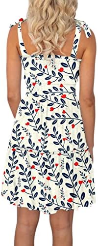 ıQKA Kadın Camiş Elbise bohem tarzı çiçek Baskı Salıncak Elbiseler Ayarlanabilir Kayış Kolsuz Önlüklü Kısa Mini Sundress