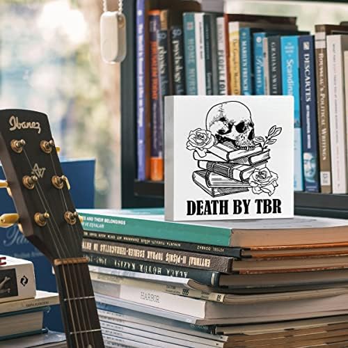 Kitap Sevgilisi masa dekoru Ahşap kutu İşareti, TBR tarafından Ölüm, Kitap Solucan Nerd Dekor Ev Yatak Odası Ofis