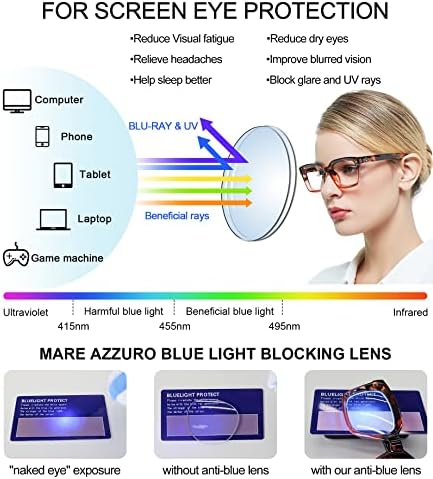 MARE AZZURO mavi ışık engelleme okuma gözlüğü kadın bilgisayar okuyucular 0 100 125 150 175 200 225 250 275 300 350