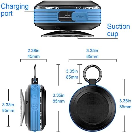 Bluetooth Duş Hoparlör, IP7 Su Geçirmez taşınabilir hoparlör ile led ışık, Vantuz, Kanca, Stereo Ses, Gerçek Kablosuz