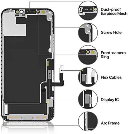 Iphone 12/12 Pro Ekran Değiştirme için EXW, 3D Dokunmatik Ekran Digitizer Çerçeve Meclisi Tamir Takımları + Su Geçirmez